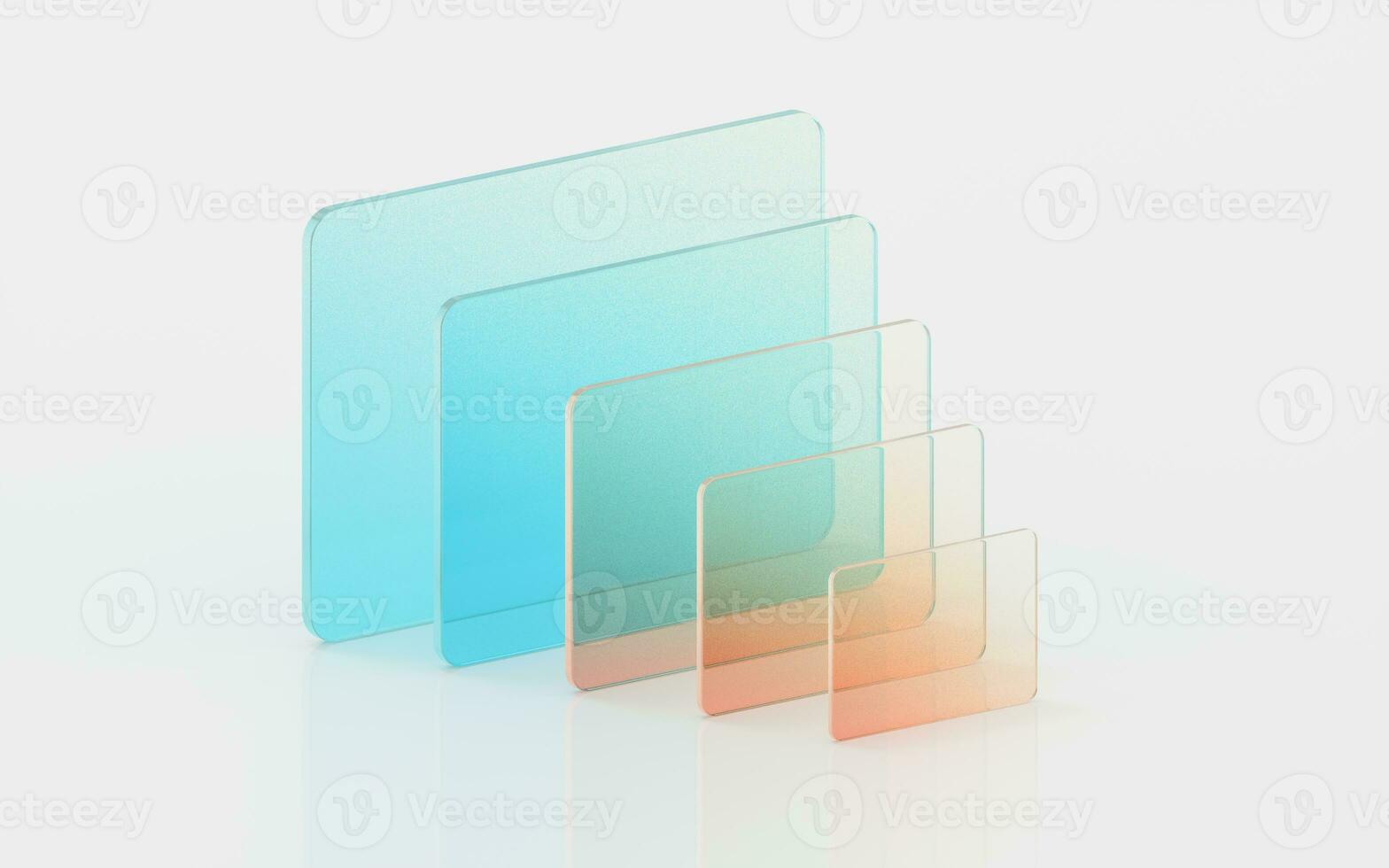 Gradient glass with white background, 3d rendering. photo