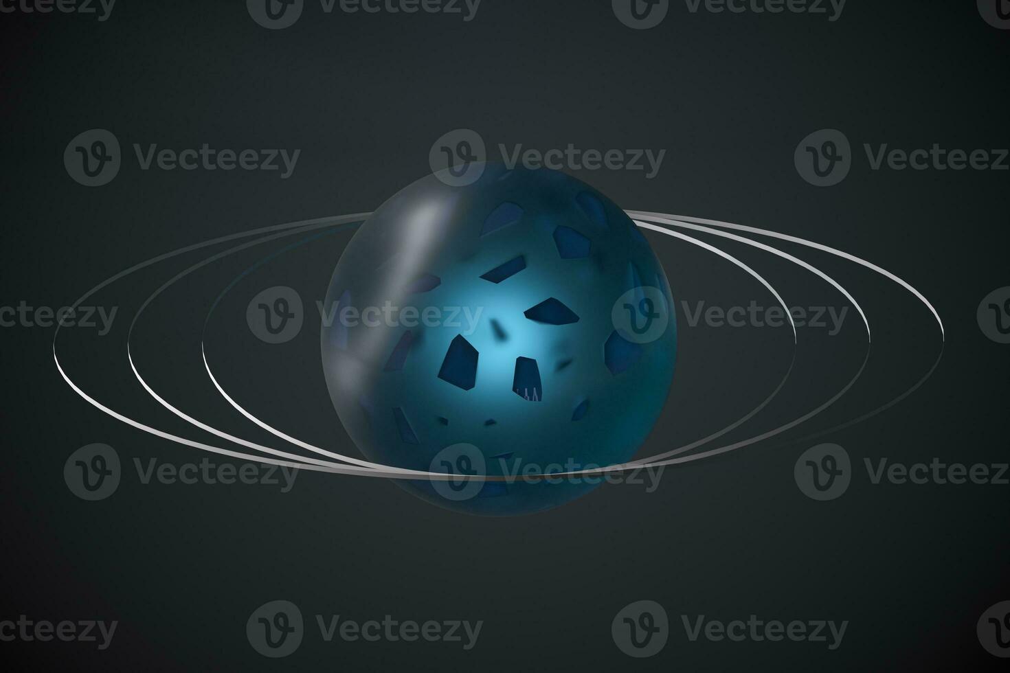 Crystal ball with broken pieces inside, 3d rendering. photo