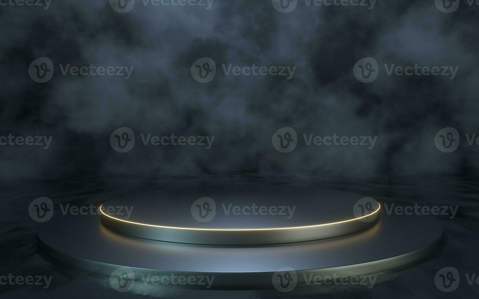 Empty stage with fog background, 3d rendering. photo