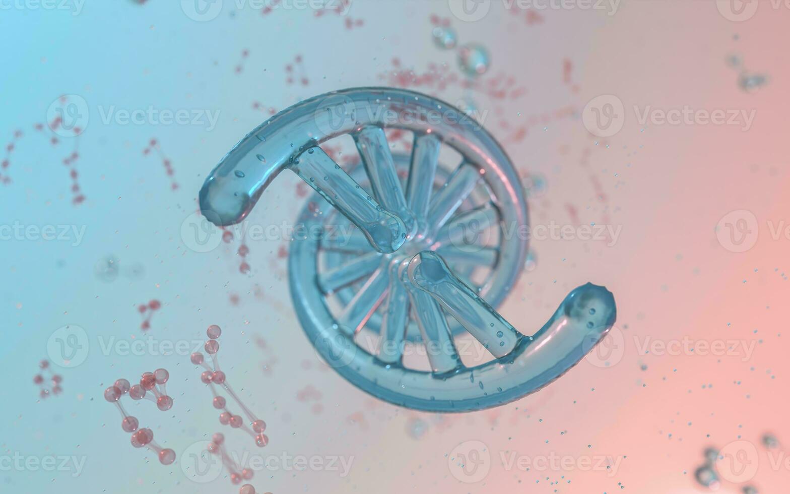 DNA genomes structure with division molecule, 3d rendering. photo