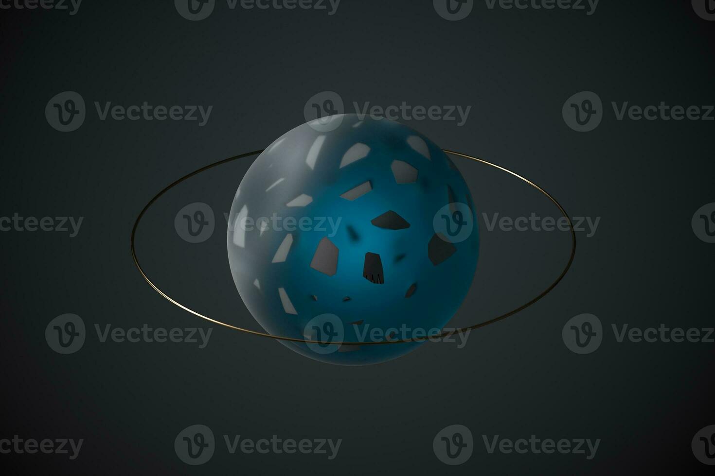 Crystal ball with broken pieces inside, 3d rendering. photo