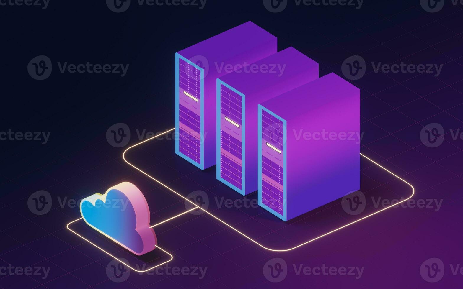 Cloud computing conceptual illustration, 3d rendering. photo