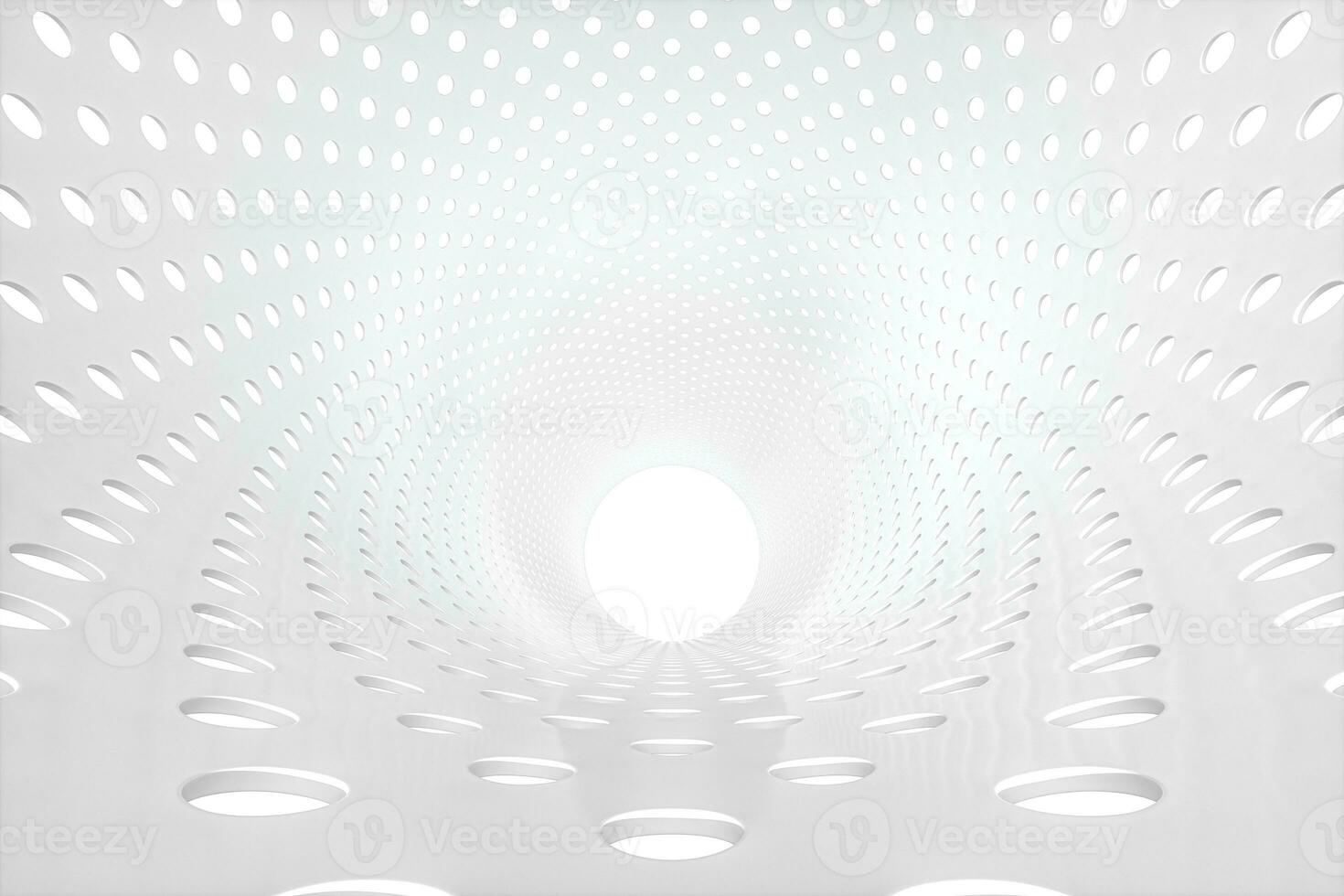 Metal circular tunnel, modern architectural concept, 3d rendering. photo