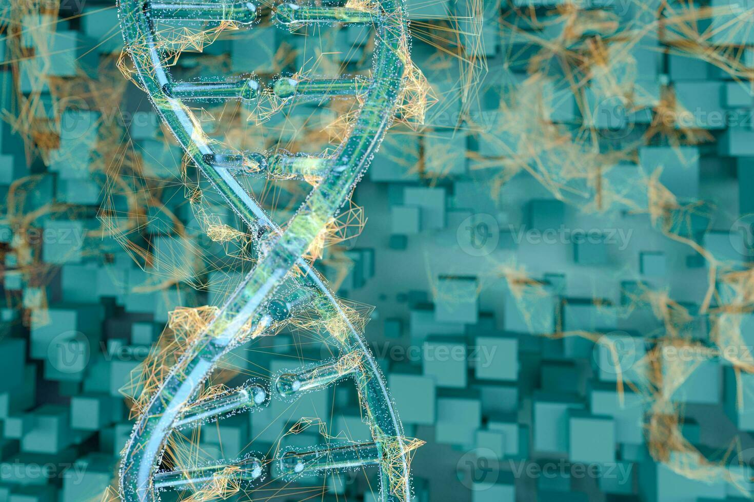 DNA and chromosomes,genes and inheritance,3d rendering. photo