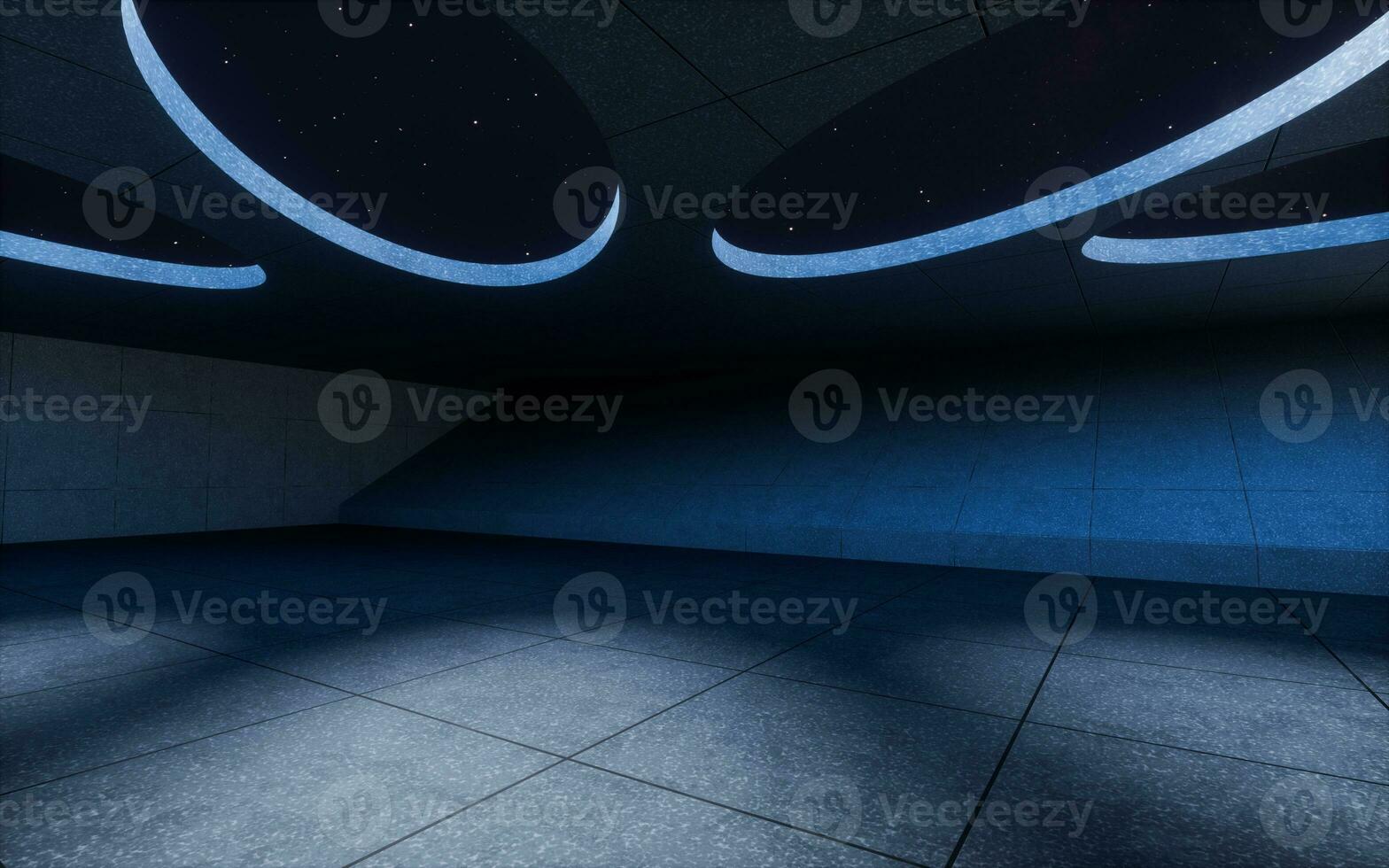 Abstract concrete building with dark background, 3d rendering. photo