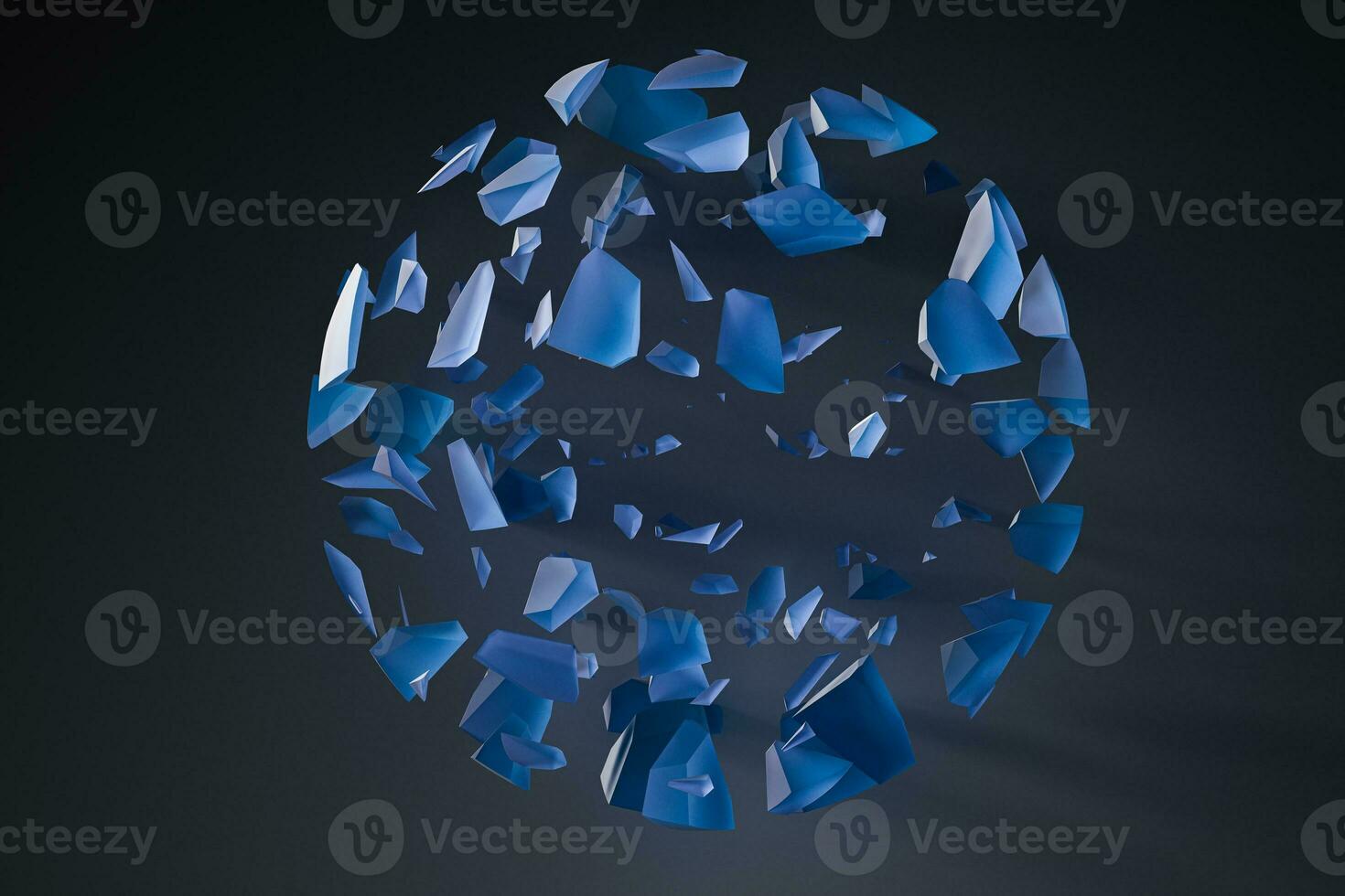 The broken pieces of the crystal ball, 3d rendering. photo