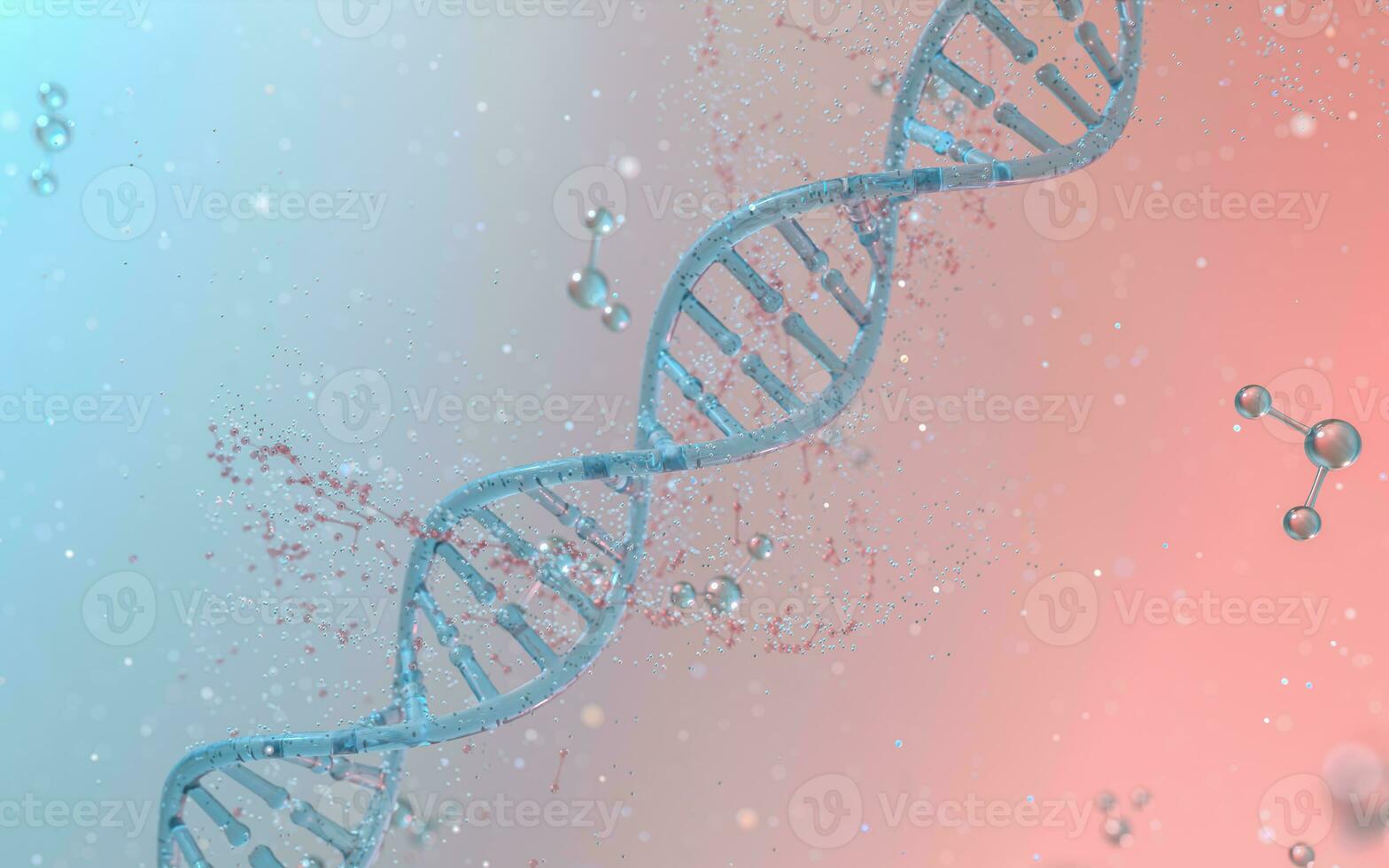 DNA genomes structure with division molecule, 3d rendering. photo