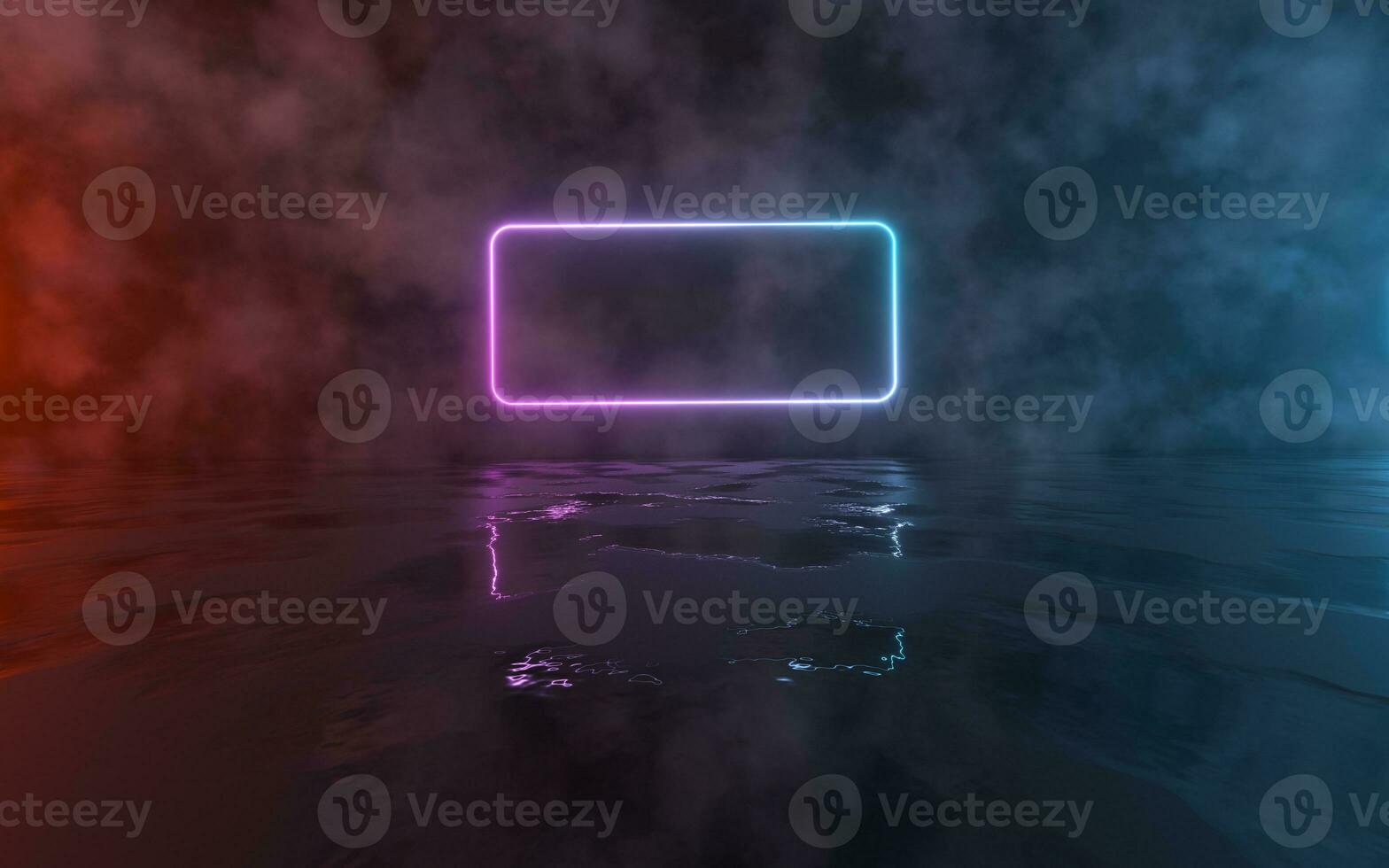 Neon light with muddy ground, 3d rendering. photo