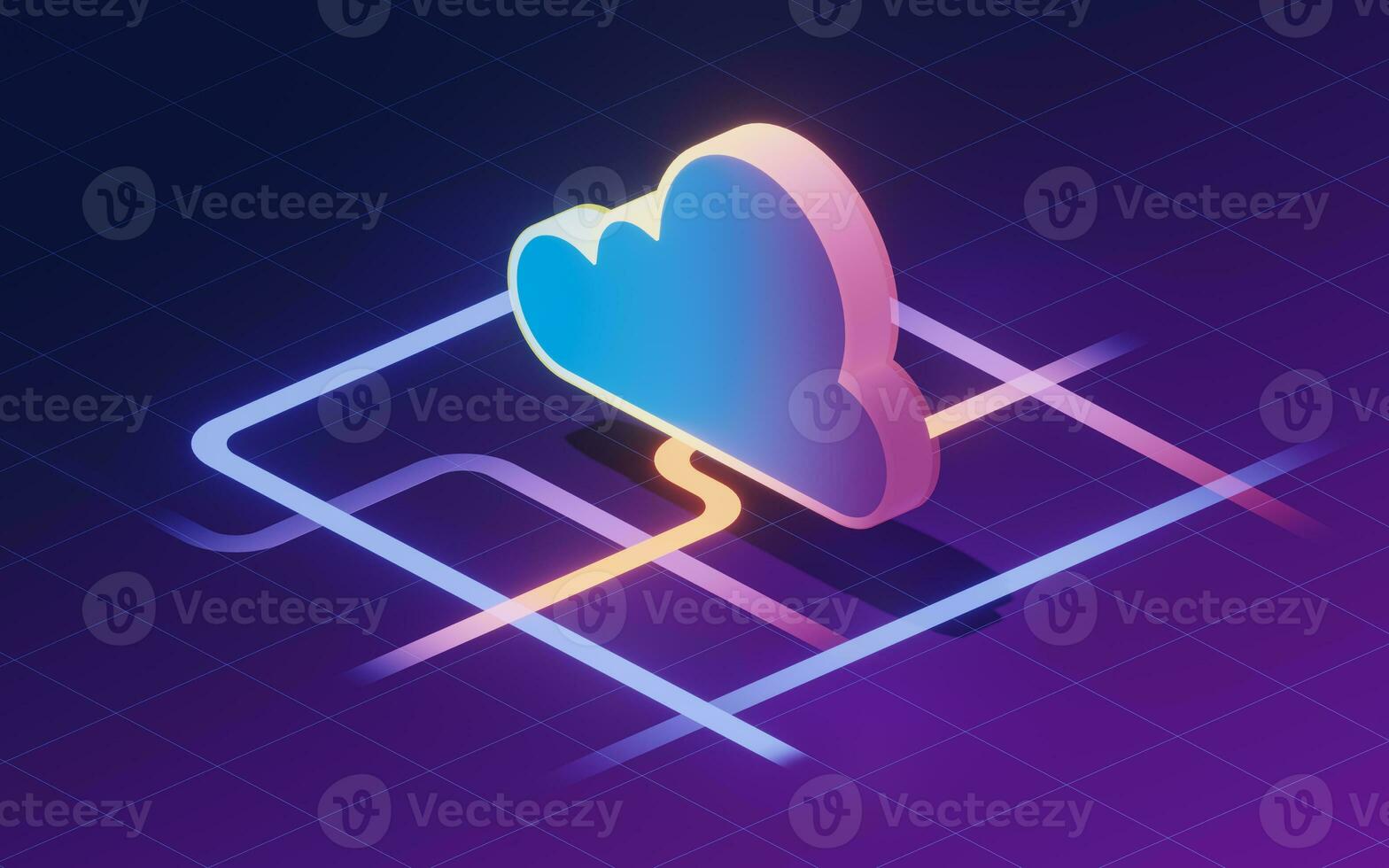 Cloud computing conceptual illustration, 3d rendering. photo