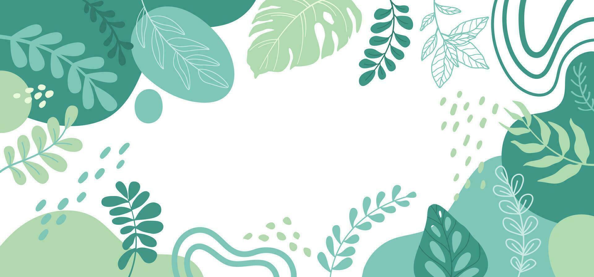 Design banner frame background .Colorful poster background vector illustration.Exotic plants, branches,art print for beauty, fashion and natural products,wellness, wedding and event.