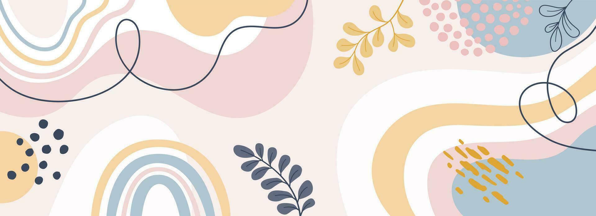 diseño de fondo de marco de banner. ilustración de vector de fondo de cartel colorido. plantas exóticas, ramas, impresión de arte para belleza, moda y productos naturales, bienestar, boda y evento.