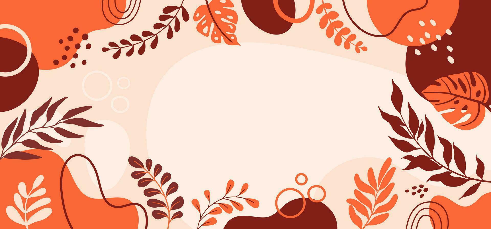 diseño de fondo de marco de banner. ilustración de vector de fondo de cartel colorido. plantas exóticas, ramas, impresión de arte para belleza, moda y productos naturales, bienestar, boda y evento.