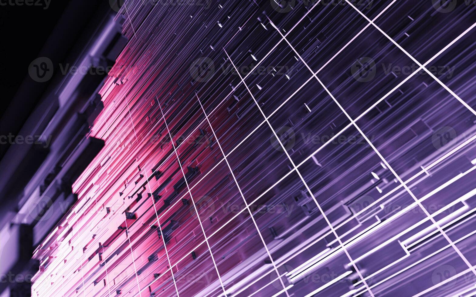 Cube and grid space, 3d rendering. photo