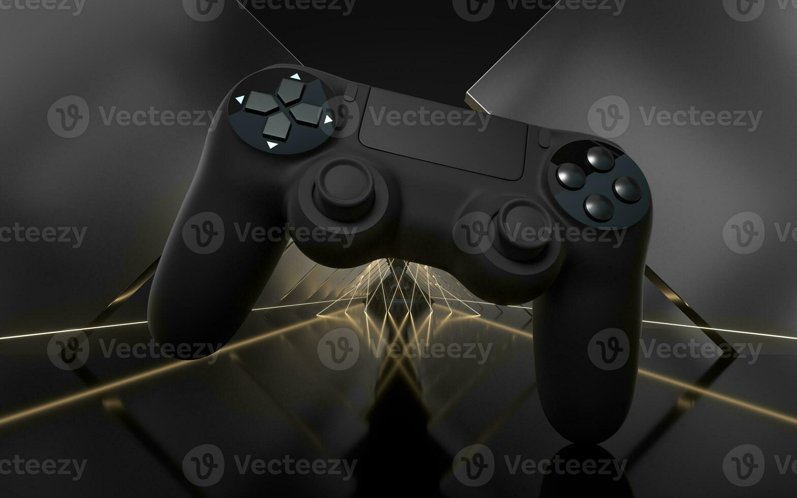 Game pad with dark metal background, 3d rendering. photo