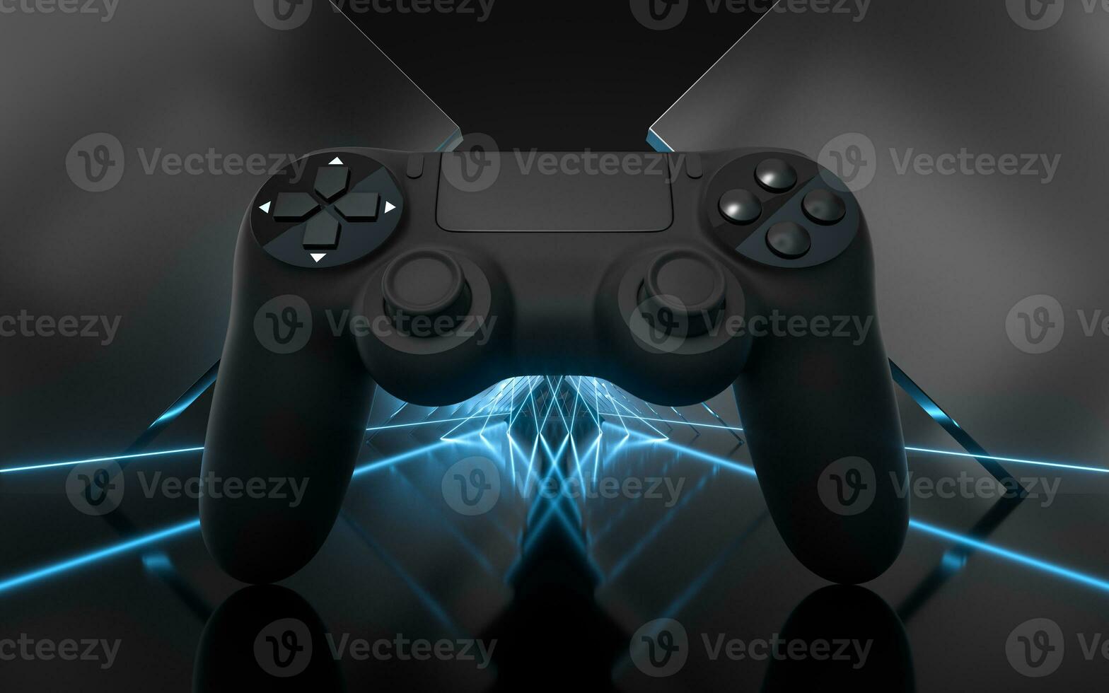 Game pad with dark metal background, 3d rendering. photo