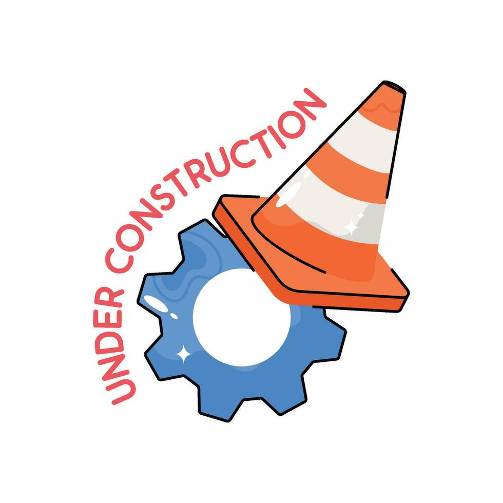 Under construction doodle vector colorful  Sticker. EPS 10 file