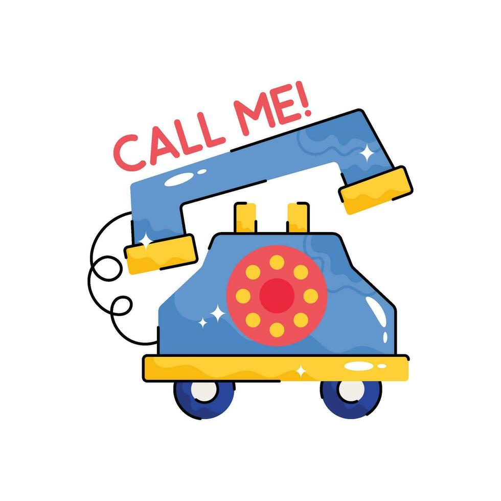 Call me doodle vector colorful  Sticker. EPS 10 file