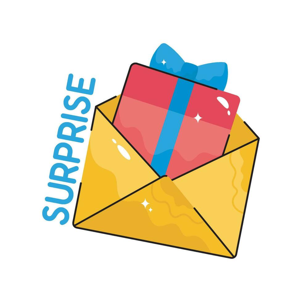 Surprise Gift doodle vector colorful Sticker. EPS 10 file