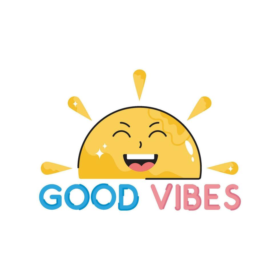Good vibes doodle vector colorful Sticker. EPS 10 file