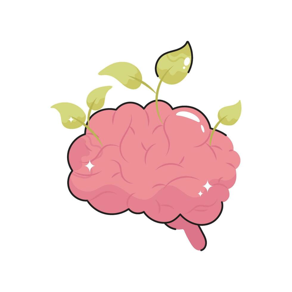 Healthy Brain doodle vector colorful  Sticker. EPS 10 file