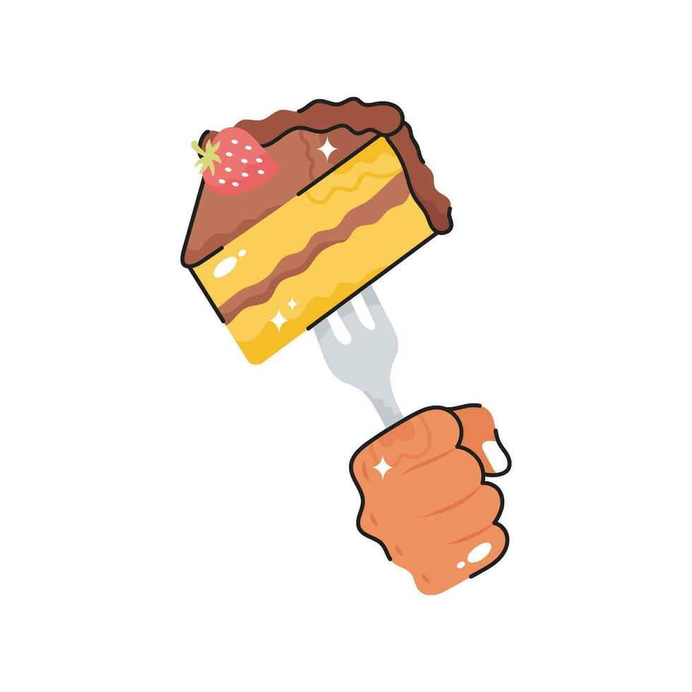 Piece Of Cake doodle vector colorful Sticker. EPS 10 file