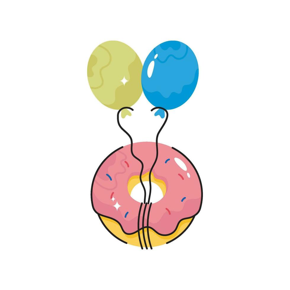 Donut doodle vector colorful Sticker. EPS 10 file