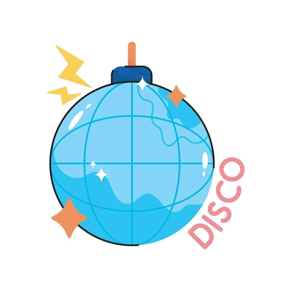 Disco Ball doodle vector colorful Sticker. EPS 10 file