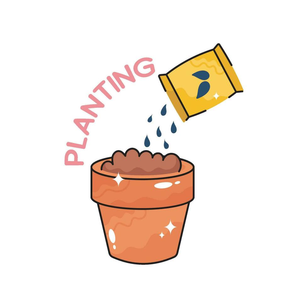 Planting doodle vector colorful  Sticker. EPS 10 file
