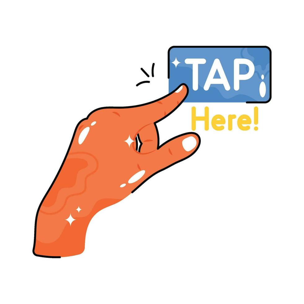 Tap here doodle vector colorful  Sticker. EPS 10 file