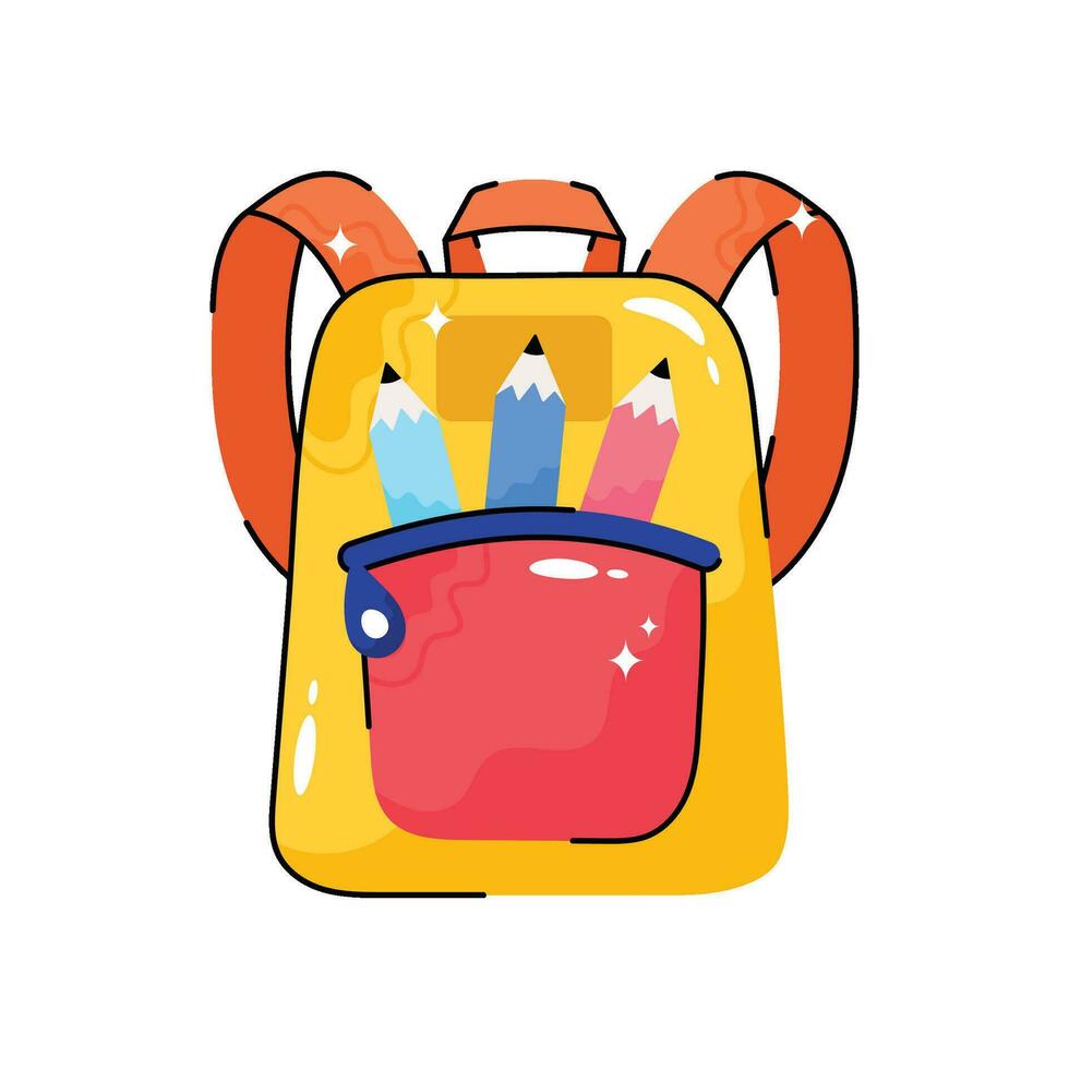 School bag doodle vector Colorful  Sticker. EPS 10 file