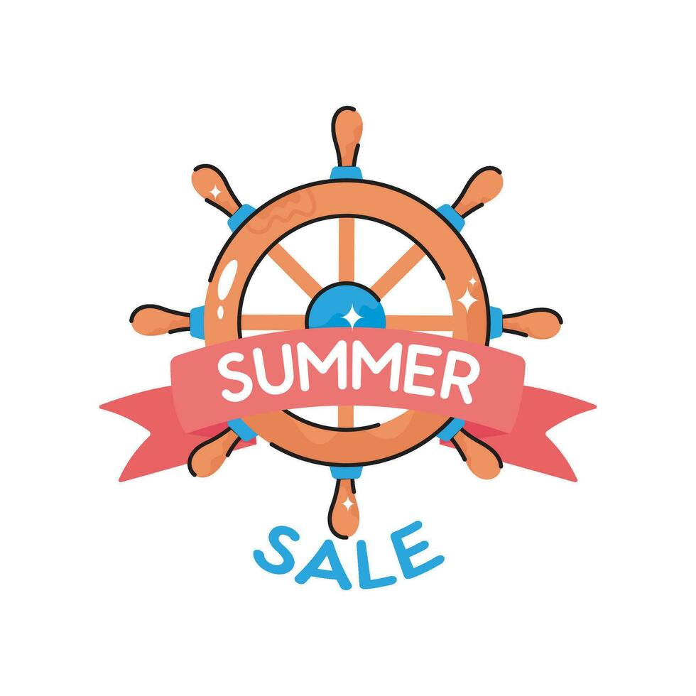 Summer sale doodle vector colorful Sticker. EPS 10 file