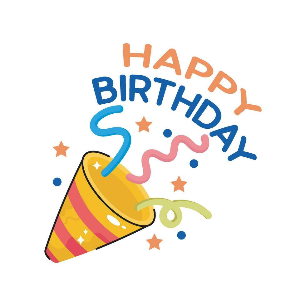 Popper Confetti doodle vector colorful Sticker. EPS 10 file