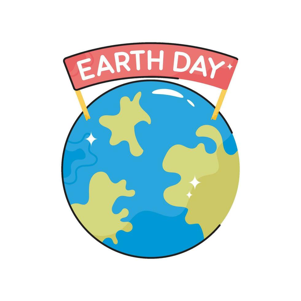 Earth day doodle vector colorful  Sticker. EPS 10 file