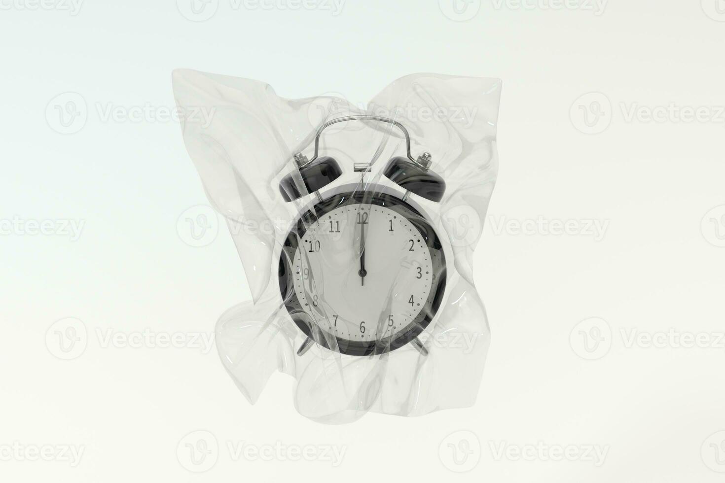 clásico alarma reloj, concepto de tiempo, 3d representación. foto