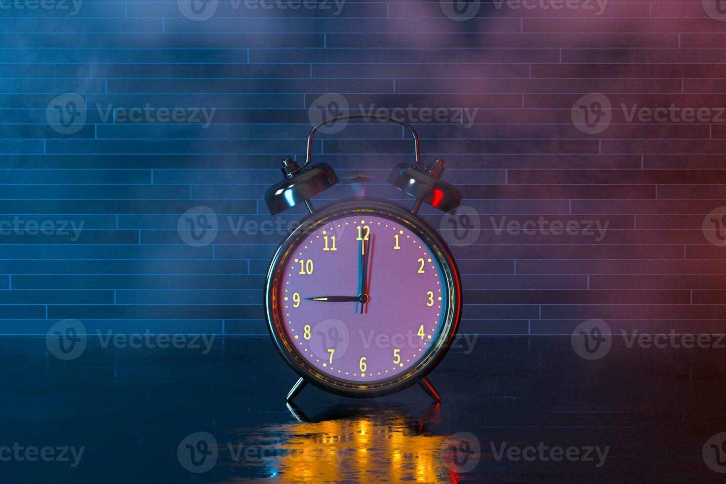 Classic alarm clock, concept of time, 3d rendering. photo