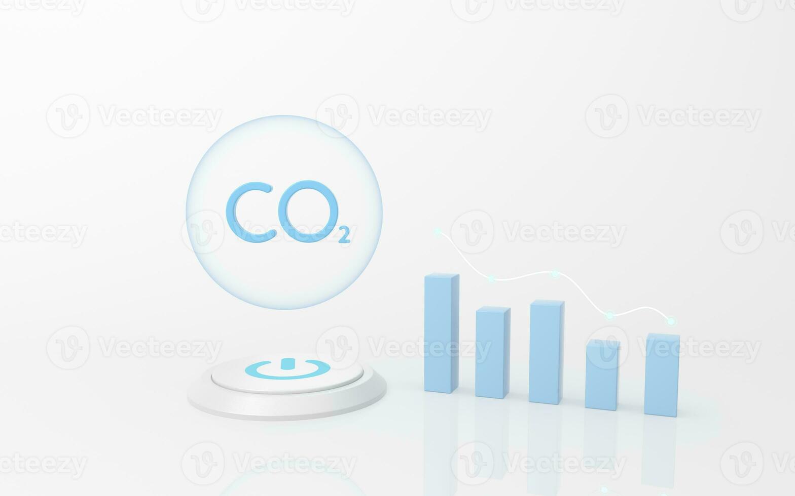 Carbon emissions and bar chart, 3d rendering. photo