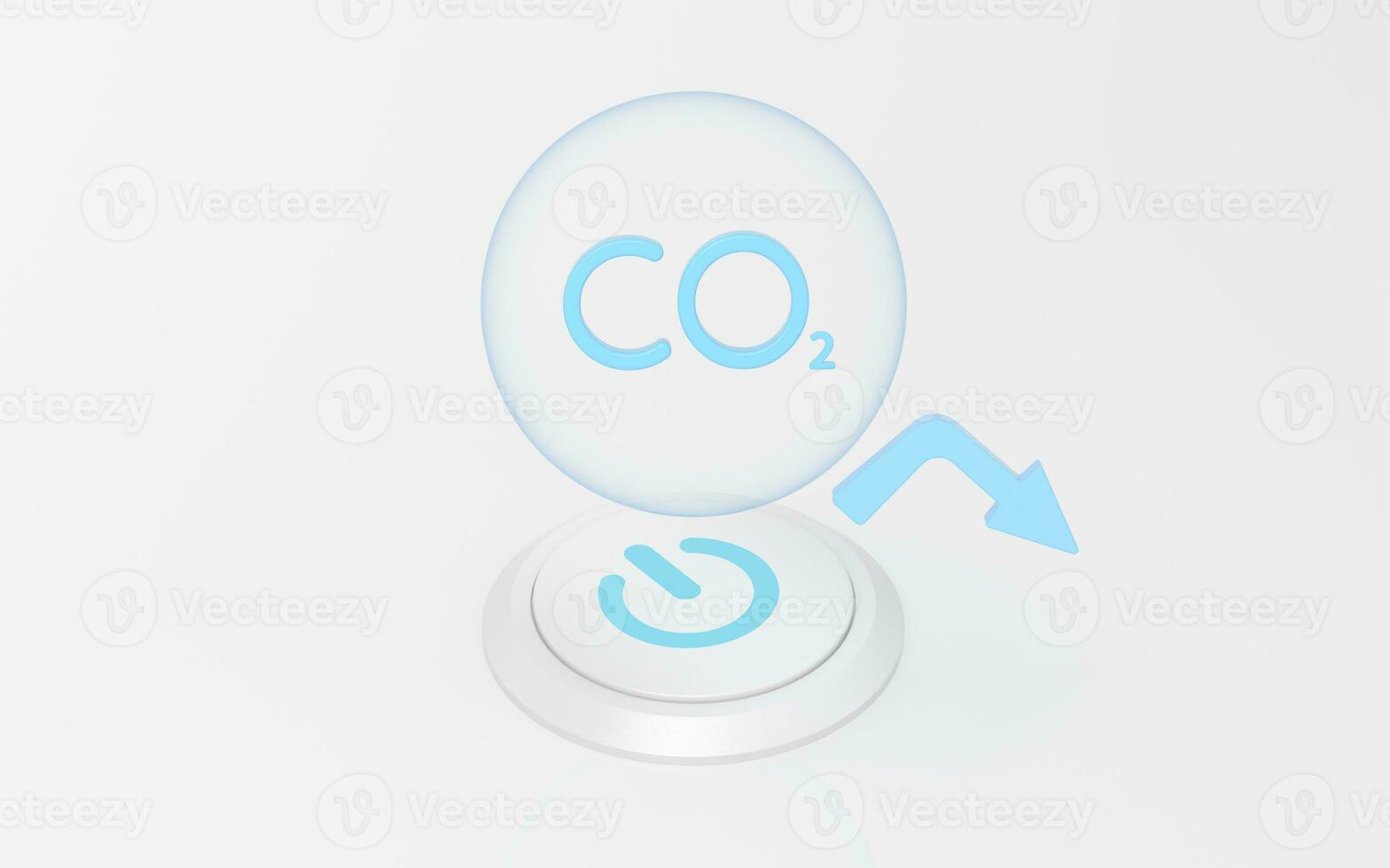 Carbon emissions and decline arrow, 3d rendering. photo