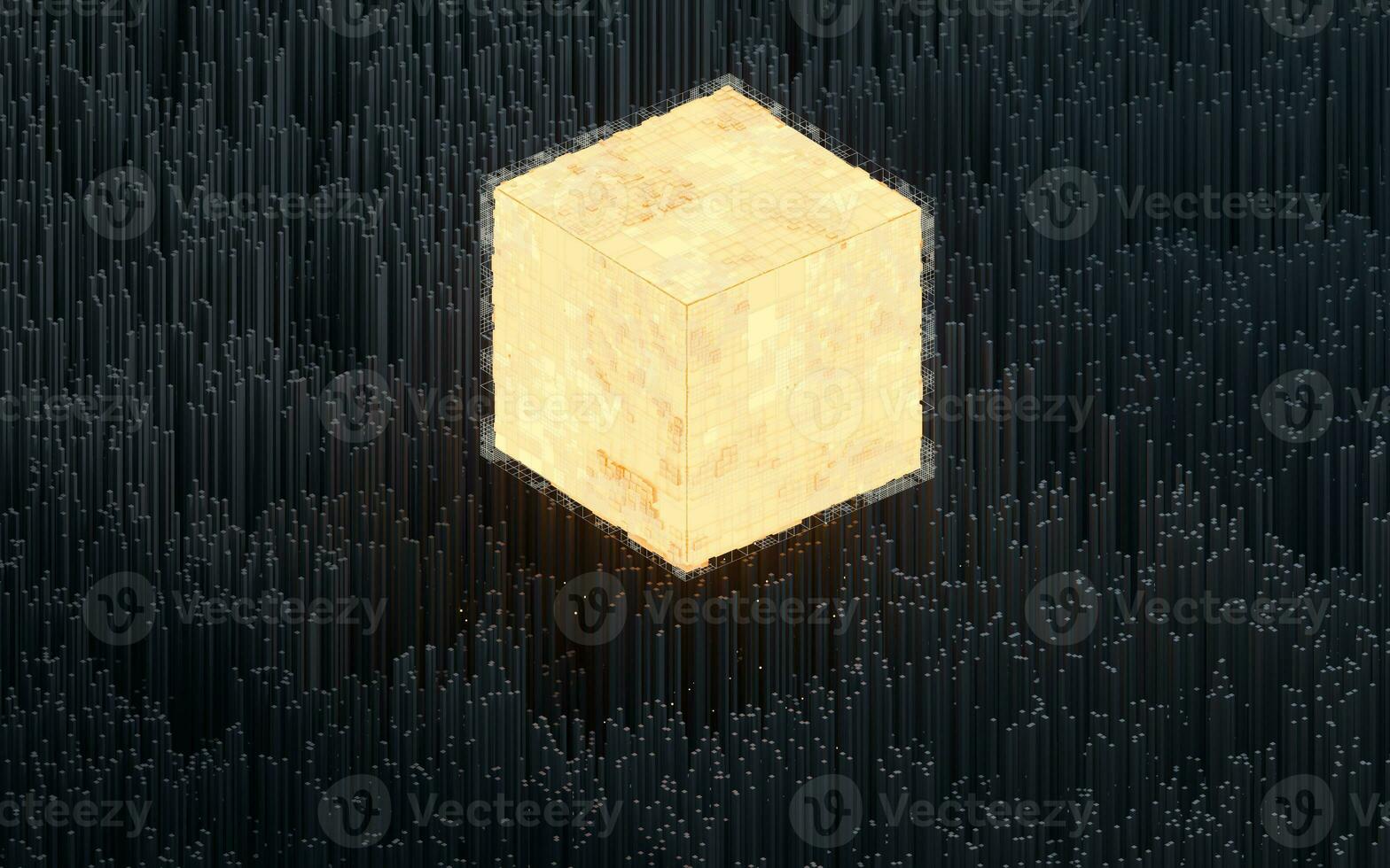 Cubes and materials, circuits and Lines, 3d rendering. photo