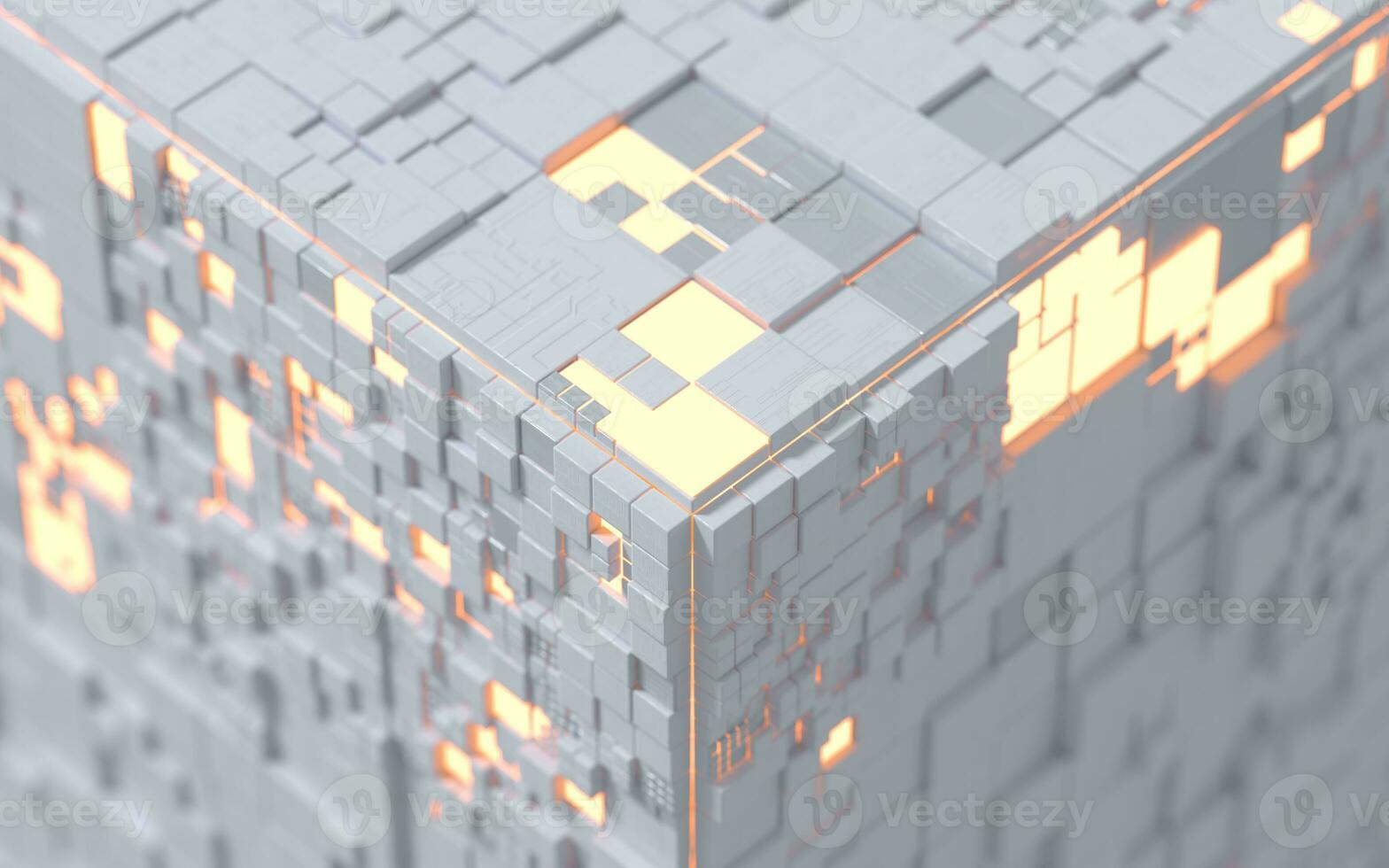 Cubes and materials, circuits structure, 3d rendering. photo