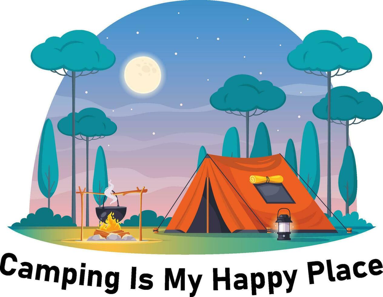 Camping is my happy place t-shirt design vector