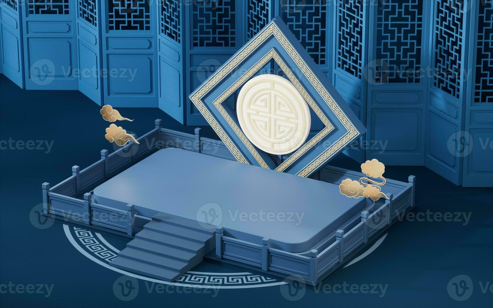 Empty stage with Chinese background, 3d rendering. photo