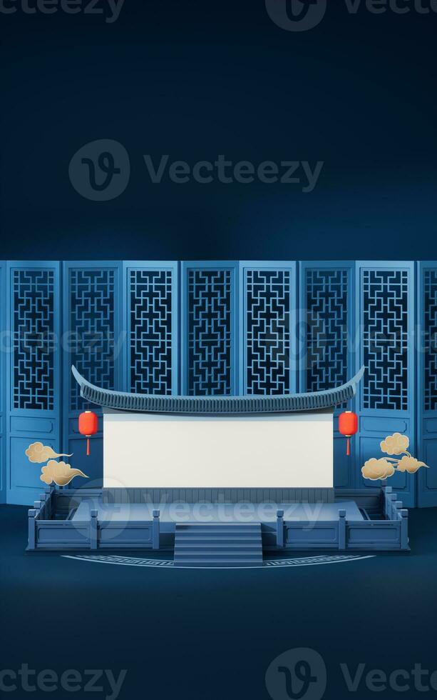 Empty stage with Chinese background, 3d rendering. photo