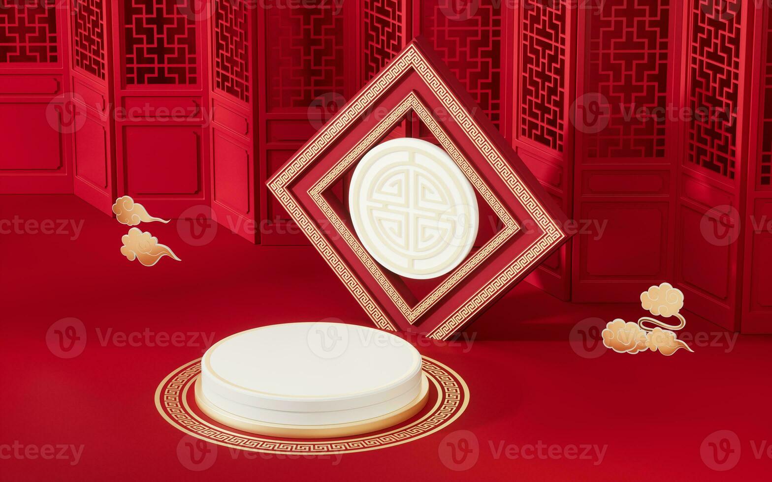 Empty stage with Chinese background, 3d rendering. photo
