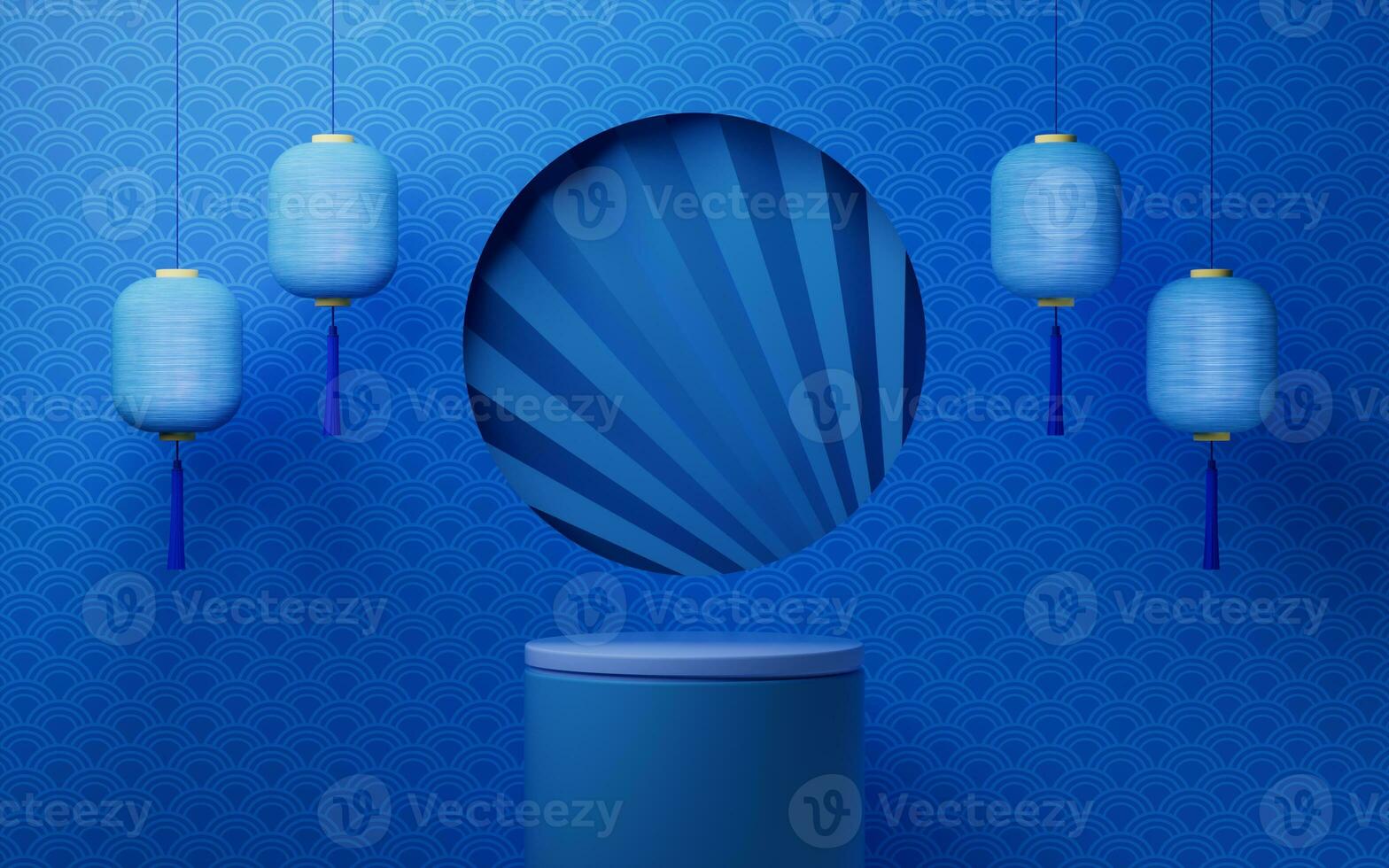 Empty stage with Chinese background, 3d rendering. photo