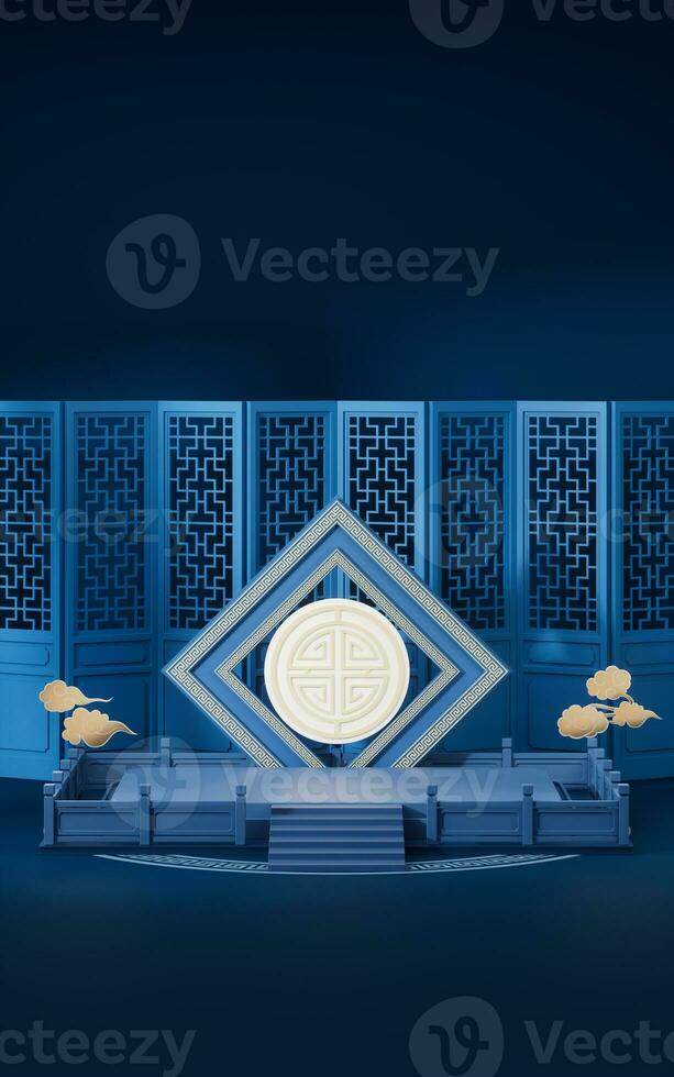 Empty stage with Chinese background, 3d rendering. photo