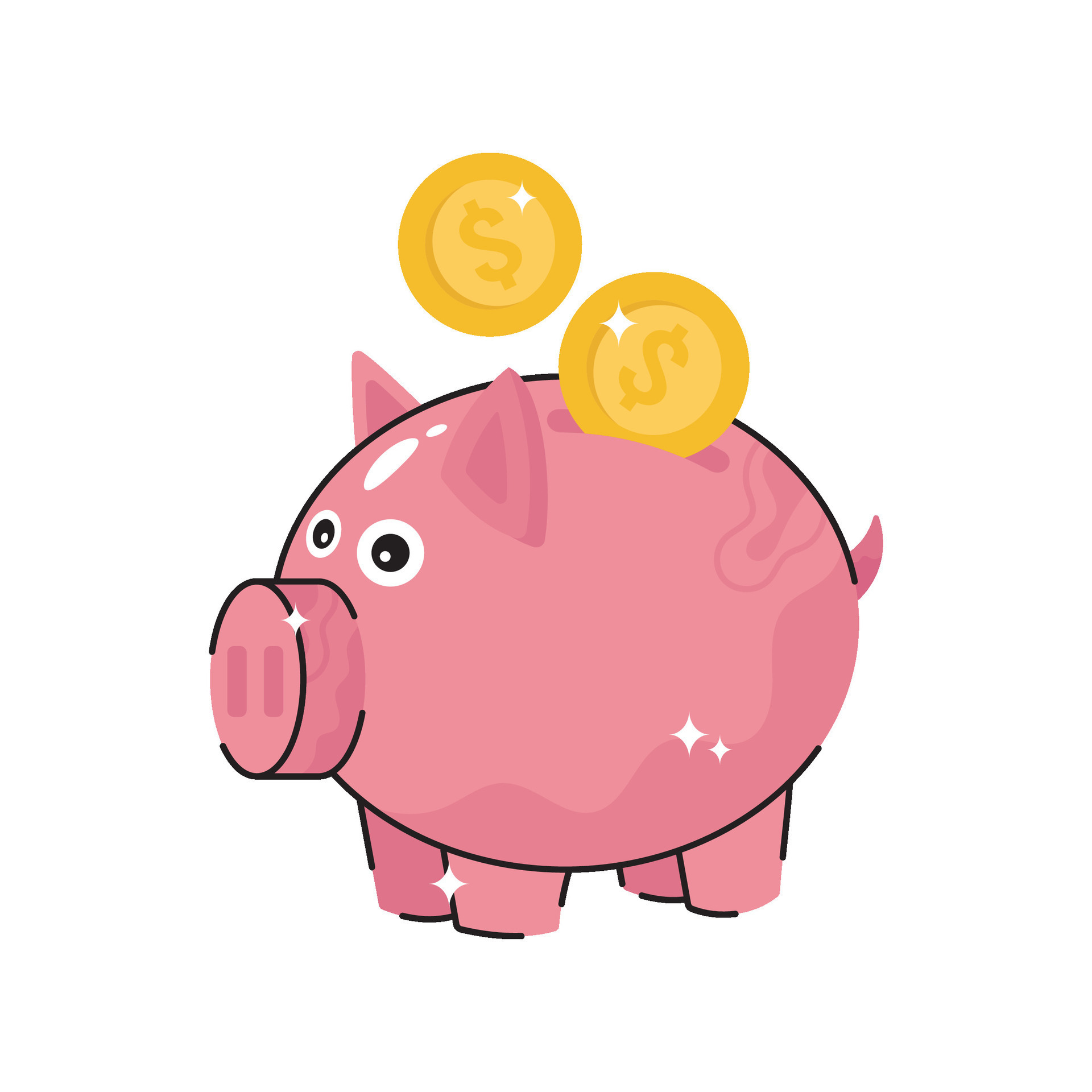 Piggy bank doodle vector colorful Sticker. EPS 10 file 27863147 Vector Art at Vecteezy