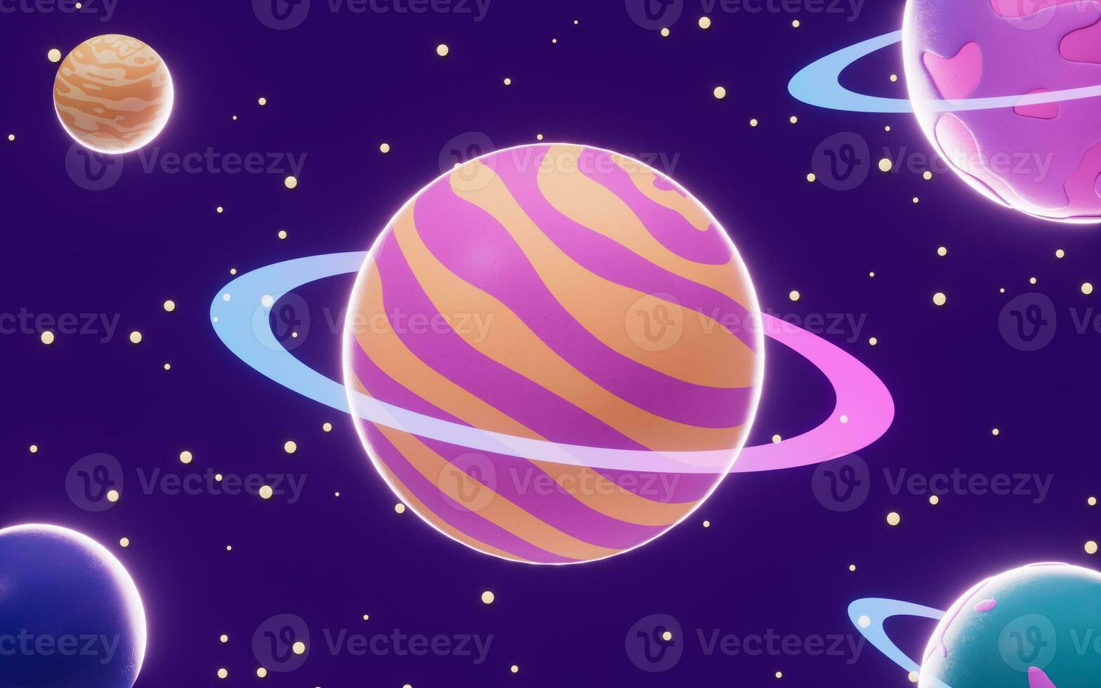 Planet in the outer space, 3d rendering. photo