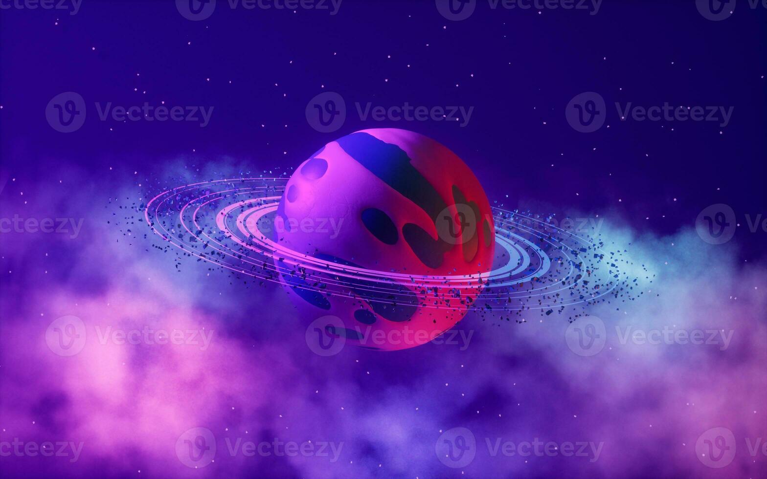 Planet in the outer space, 3d rendering. photo