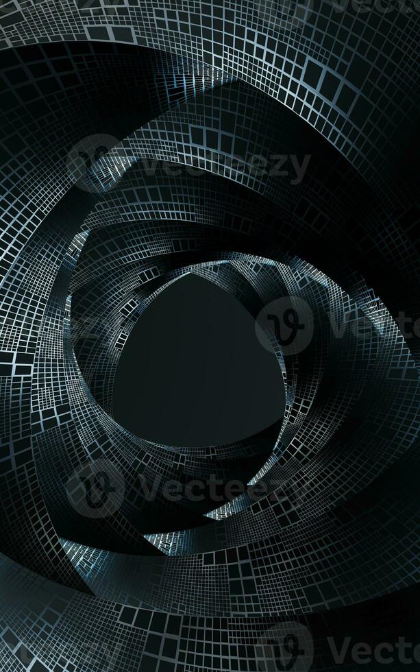 espiral metal curva túnel, 3d representación. foto