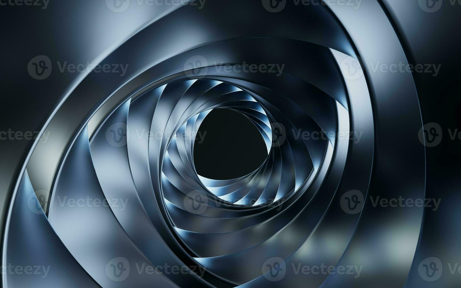 espiral metal curva túnel, 3d representación. foto